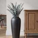 Ceramic Vase Home Decor, Vintage Vase, Wide Mouth Farmhouse vase (19”h-Vintage Black)