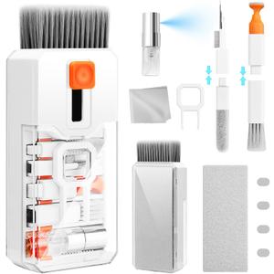 Keyboard Cleaning Kit Laptop Cleaner, All-in-1 Computer Screen Cleaning Brush Tool, Multi-Function PC Accessories Electronic Cleaner Kit Spray for iPhone iPad Macbook Earbud Camera Monitor with Patent (White)