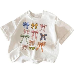 QJQ Girl's Cute Graphic T Shirts Short Sleeve Crewneck Tees Summer Trendy Preppy Tops Clothes