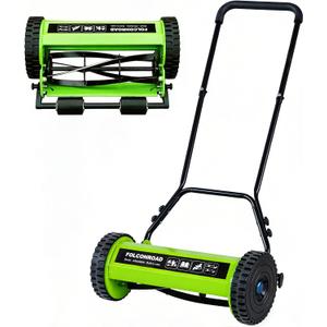 14-Inch 4-Blade Push Reel Lawn Mower, Manual Reel Push Mower, Walk-Behind Lawn Mowers, 5-Position Cutting Height Adjustment for Garden, Yard and Field, Suitable for 1-3 Inches of Grass