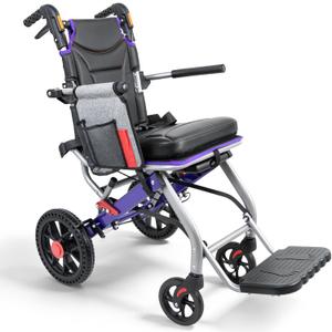 Lightweight Foldable Transport Wheelchair for Seniors Adults, Purple
Portable Travel Wheelchair Aluminum Frame 220LBS Weight Capacity 19.4 LBS Light Chair 2" Thick Leather Padded Seat Cushion