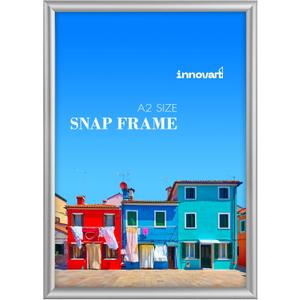 INNOVART Aluminum Snap Frame for Poster 16 x 24, Front Load Snap Frame Poster with PVC Protective Film for A2 Size, Metal Picture Frame Wall Mounting, Easy Open Aluminum Display Profile