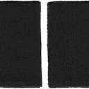 Extra Wide Athletic Soft Terry Cloth Sweat Wrist Band 2pc Set (One Size, Black)