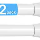 MEXAU 2 Pack White Spring Tension Curtain Rods 18-37 Inch, Adjustable Tension Rods No Drilling for Window, Bathroom, Closet, Room Divider, 7/8" Diameter, Iron