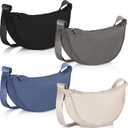 4 Pcs Nylon Crescent Crossbody Purses Bag for Women Men Half Moon Shape Sling Travel Bag Crescent Shoulder(Cold Colors)