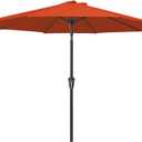 JEAREY 9FT Outdoor Patio Umbrella Outdoor Table Umbrella with Push Button Tilt and Crank, Market Umbrella 8 Sturdy Ribs UV Protection Waterproof for Garden, Deck, Backyard, Pool (Red Orange)