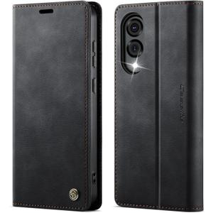 Wallet Case Designed for Samsung Galaxy S25 Edge Card Holder RFID Blocking Luxury Leather Shockproof Slim Flip Phone Cover for Samsung S25 Edge (Black)