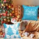 Lanpn White and Blue 16x16 Christmas Pillow Covers Set of 4, Decorative 16 Inch Winter Snowflake Throw Pillow Case Xmas Cushion Cover for Indoor Home Sofa Light Blue