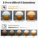 Cute Small Mushroom Lamp, PE Lampshade, Ceramic Base, Adjustable Light Color and Brightness with Power-Off Memory, Safe USB Powered, LED Mushroom Light for Bedroom Living Room (Orange)