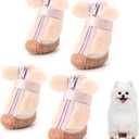 Dog Shoes for Small Dogs, Fleece Dog Boots Paw Protector for Comfort and Warmth, Dog Booties with Anti-Slip Sole for Winter Snow Hardwood Floors Walking Pink Size 3 (#3 (Width 1.49 inch) for 11.0-16.5 lbs)