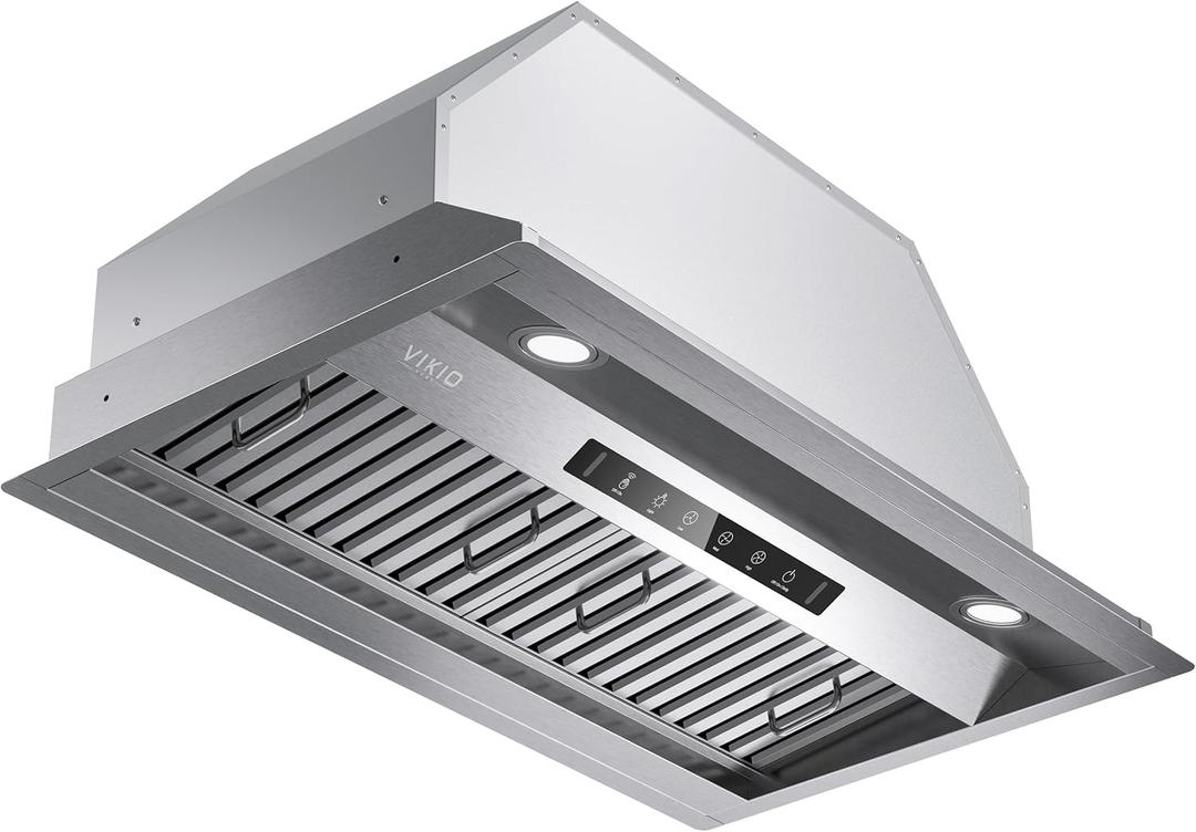 VIKIO HOME 30 Inch Range Hood Insert, 980 CFM, Dual-Intake, Gesture & Touch | Built-in Kitchen Vent Hood, 3-Speed, Ducted/Ductless, Stainless Steel, Dishwasher-Safe Removable Filters