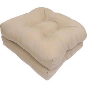 RACE LEAF Outdoor Seat Cushions Set of 2, 19" x 19" Square Patio Cushions, Plump Filling Tufted Water-Resistant Olefin Chair Seat Cushion with Ties for Non-Slip Support, Khaki