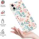 for iPhone 12 Case Fashion Flower Slim Soft Liquid Silicone Rubber Phone Cover for iPhone 12 6.1 inch, Leaf White