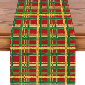 3 x Artscope Buffalo Plaid Christmas Table Runner, Xmas Winter Holiday Kitchen Dining Table Decoration for Christmas Home Party Decor 13x108 Inch-Red