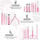 Manicure Set Professional Nail Clippers Kit Pedicure Care Tools- Stainless Steel Women Grooming Kit 18Pcs for Travel or Home (Pink)