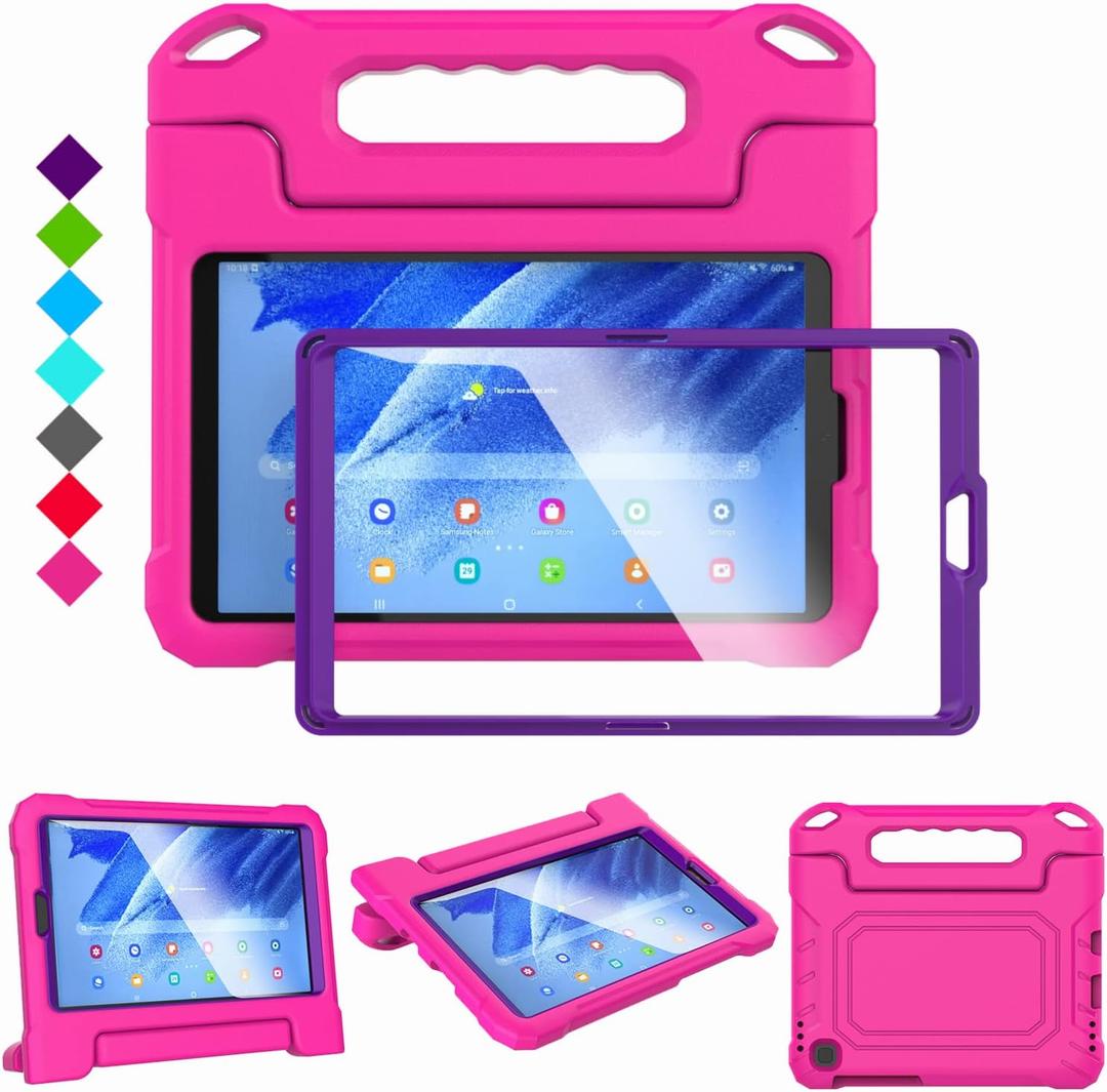 MAISON Kids Case for Samsung Galaxy Tab A9 8.7-inch 2023 SM-X110/X115/X117& Galaxy Tab A7 Lite 8.7-inch 2021 T220/T225/T227 Shockproof, Built-in Screen Protector Stand Tablet Cover (Hot Pink & Purple)