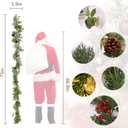 6ft prelit Lighted Christmas Garland with LED Lights,Battery Powered with Pine Cones,Eucalyptus Leaves,Berries, Pine Needles,Christmas Garland for Fireplace Mantle Decorations. (Green)