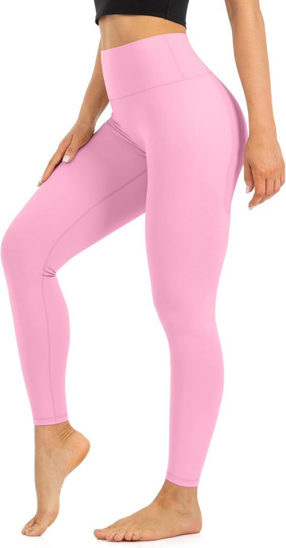 Blisset High Waist Leggings for Women - Opaque, Soft Tummy Control Athletic Pants for Yoga, Running, Workout and Gym (Pink, XL)