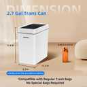 2.7 Gallon Slim Bathroom Touchless Trash Can, Automatic Smart Trash Can with Auto Bagging System, Sensor Lid Waste Bin for Bedroom, Office & RV, White