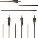 Letszhu Archery Carbon Arrows Wooden Grain Shaft 500 Spine with Feather Fletching for Hunting Target Shooting, 29 Inch Arrows 6 Pack