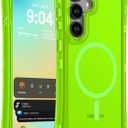 WRJ for Samsung Galaxy S25 FE Case Matte,2-Layer Durable Bumper [Compatible with MagSafe][Military Grade Drop Protection] Translucent Anti-fingerprint Full Body Shockproof Phone Case-Fluorescent Green