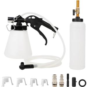 1L Vacuum Brake Bleeder Kit, Brake Bleeder Pneumatic Brake Fluid Bleeder Kit with 8PCS Adapter and 0.75L Refilling Bottle One-Person Operation