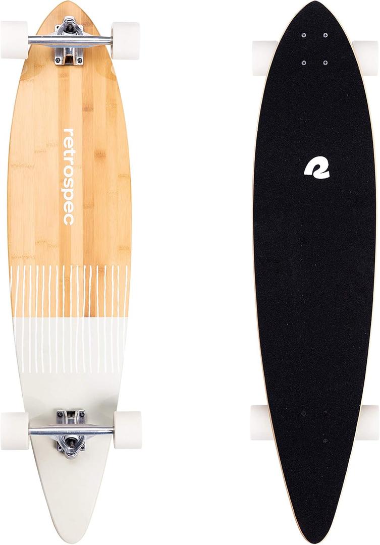 Retrospec Zed Pintail & Cruiser Longboard Adult Skateboard - 44in Bamboo & Canadian Maple Deck with ABEC-7 Bearings, 70mm PU Wheels for Commuting & Carving (Mojave Stripes)
