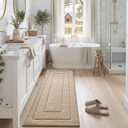 DEXI Bathroom Rug 72x24, Non Slip Washable Bath Mat Runner for Shower Floor, Extra Long Absorbent Soft Bathmat with Rubber Backing, Quick Dry Microfiber Carpet, Beige