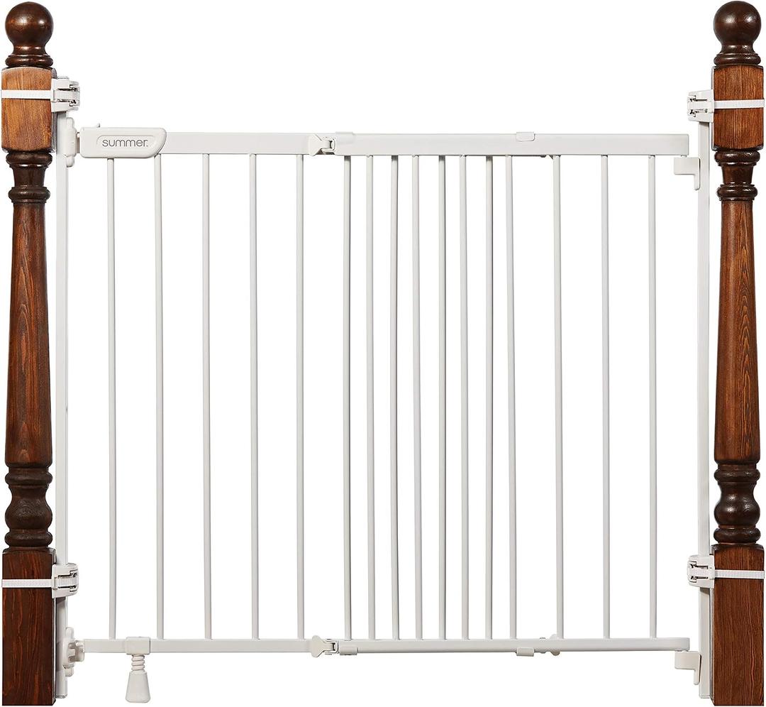 Ingenuity The Stairway+ 46W Series, 32"-48" Wide, 32.5" Tall, Baby Gate for Stairs, Dog Gate Indoor with Door for Banister to Banister Installation - White Metal