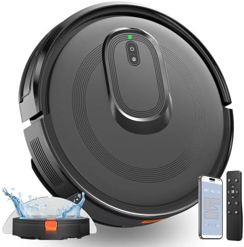 LWbrazl Robot Vacuum and Mop Combo, 4200Pa Suction, 2 in 1 Mopping Cleaner, Black, App & Voice Control, Self-Charging, Obstacle Avoidance, Compatible with Alexa