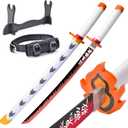 Demon Slayer Sword for Kids 31inch - Bamboo Blade with Belt and Sword Stand - Anime Sword Original Texture，Demon Slayer Katana for Cosplay Purpose