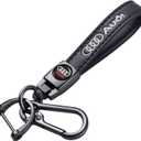 TACOMA Genuine Leather Keychain Set Compatible with Audi A3 RS3 A4 A5 A6 A7 RS7 A8 Q3 Q5 Q7 R8 Key Chain Accessories Key Ring for Men's-Women's(Black)