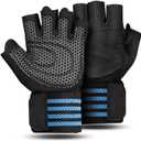 2 x PhAsz Workout Gloves for Full-Finger,Ventilated Weight Lifting Gym Lifting Gloves with Wrist Wrap Support for Men & Women,Full Palm Protection,for Weightlifting,Training,Fitness,Hanging (XX-Large, black)