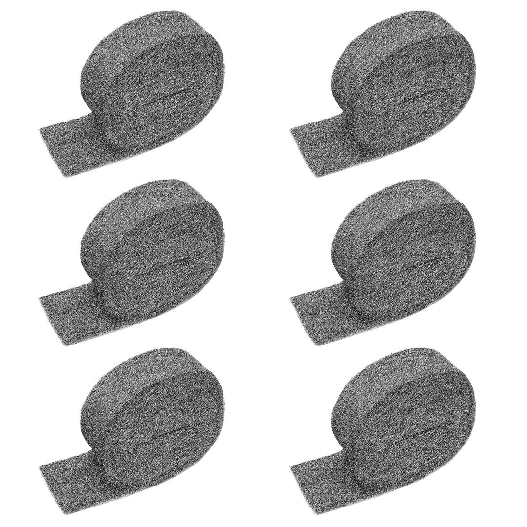 TAFFY'S Steel Wool Pads 0000 for Glass - Extra Fine SteelWool for Cleaning & Polishing - Steel Wool Mice Control (6 Rolls (150g Each))
