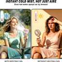 Portable Misting Fan, Handheld Rechargeable Fan with Water Mist, Personal Mini Turbo Fan with 1-100 High Speeds (20000 RPM), LED Light for Music Festival, Summer Trip Must-Haves, Holographic Pink