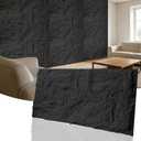 3D Faux Stone Wall Panels, 1.18" (30MM) Extra Thick PU Stone Panels for Interior Wall Decor, 4 Pack Waterproof Lightweight Cement Texture Accent Panels for Living Room, Office, 47.2" x 23.6", Black, 47.24"L x 23.62"W