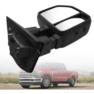 Right Passenger Side Tow Mirror Fits for 2023 2024 Ford F250 F350 F450 F600 Support BSM Power Glass Adjust Heated with Turn Signal Light Temperature Sensor Manual Folding Black