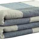 4 Layer Muslin Throw Blanket,100% Cotton Blankets for Couch Breathable Soft Blanket for Bed Fluffy Bath Towel Pre-Washed Comfortable Blanket for Summer Night Sweats,Blue Checkered,40"x60"