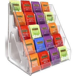 Tea Bag Organizer 5 Tier Tea Storage, Acrylic Tea Storage Chests for Kitchen, Office, Countertop, Cabinet Pantry, Tea Bag, Coffee, Sugar Packets, Creamers Holder