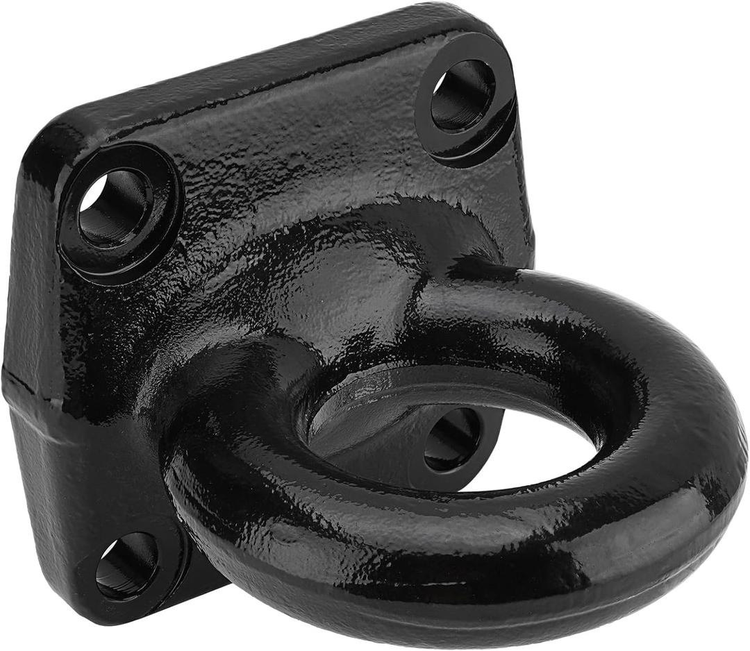 4-Bolt Pintle Hitch Lunette Ring, I.D. 3 inch, Towing Weight 60000 lbs, Black Heavy Duty Steel with 6 inch Bolt Base for Truck Trailer