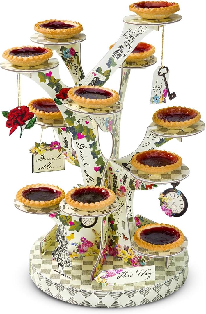 Talking Tables Alice in Wonderland Cupcake Cake Stand Mad Hatter Tea Party Decorations Mother's Day Party Decor Reusable Cakestand Table Centrepiece Afternoon Tea Onederland 1st Birthday Baby Shower