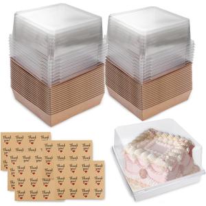 Paquete de 20 cajas de charcutera con tapas transparentes: cajas de papel de 7 x 7 x 4 pulgadas, recipientes para tartas, cajas de panadera desechables para tartas, cupcakes, postres, tartas y (Marrn)