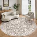 Soalmost Washable Round Rug 9ft for Living Room,Soft Circle Rug Light Brown