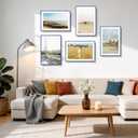Golden State Art 13x19 Blue Aluminum Frame with White Mat, Real Glass