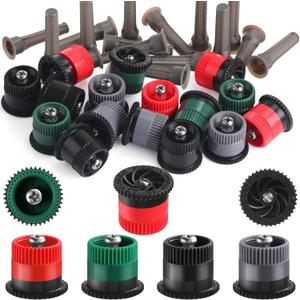 Honoson 16 Pcs Variable Arc Nozzle Radius High Efficiency Replacement Pop up Sprinkler Heads Compatible with RainBird, Hunter, Orbit Pop-up Sprinklers (Red, Green, Black, Gray, 10/12/15/17 Van)