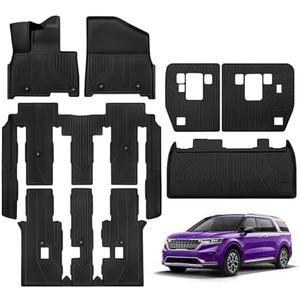 DAZANZAN Floor Mats for Kia Carnival MPV Hybrid 8 Seat 2025 (Not Fuel) Full Set All Weather Carnival MPV Floor Mats for Kia Carnival Accessories 2025 TPE Back Seat Cover Protector