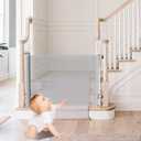 Retractable Baby Gates for Stairs Doorways Hallways, Soft Mesh Safety Retractable Dog Gate for Pet, Indoor Or Outdoor Use, Easy Installation,33.6" Tall,Expands to 55" Wide, White 