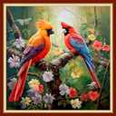 Foxhool Beginners Cross Stitch Kits Stamped Full Range of Embroidery Kits for Adults DIY Cross Stitches kit Embroidery Patterns for Needlepoint kit-Birds and Flowers 18x18 inch