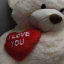 Tezituor Giant Teddy Bear Stuffed Animal 5Ft with Heart,Large Cream I Love You Bear Plush Toys for Kids Gift for Girlfriend