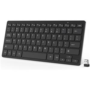 OMOTON Wireless Keyboard - 2.4G USB, Compact and Quiet, Slim Wireless for Laptop Tablet Computer Desktop and PC (Black)